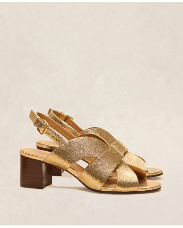 Sandales n°551 - Cuir craquelé - Doré