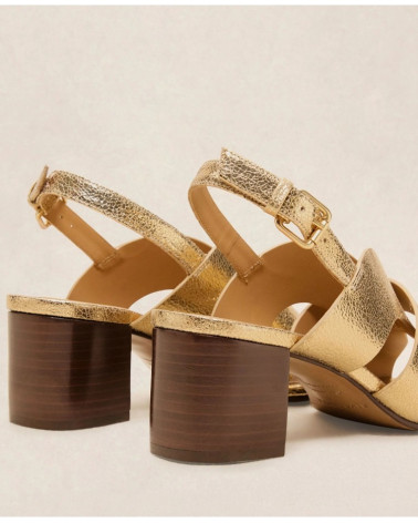 Sandales n°551 - Cuir craquelé - Doré