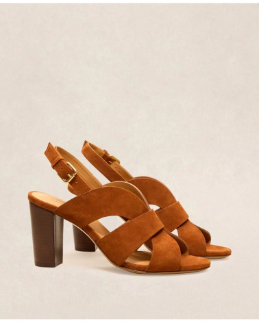 Sandales n°55 - Suede - Cognac