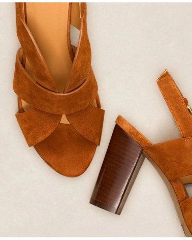 Sandales n°55 - Suede - Cognac