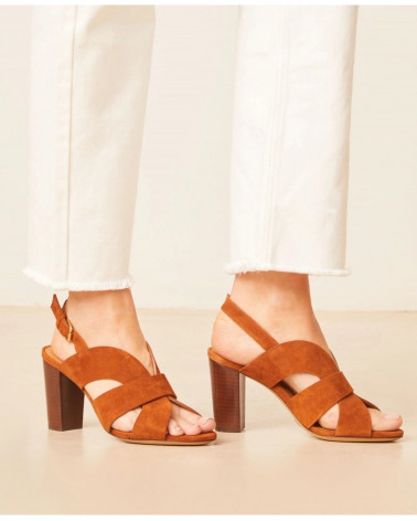 Sandales n°55 - Suede - Cognac