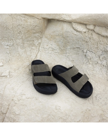 ETNA SUEDE KAKI BLACK - FEMME
