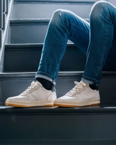 MALONE WHITE MILLED LEATHER NAVY