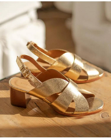 Sandales n°551 - Cuir craquelé - Gold