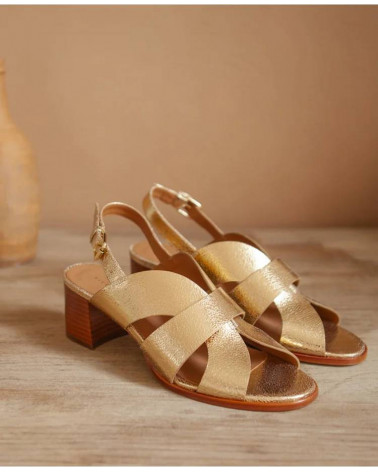 Sandales n°551 - Cuir craquelé - Gold