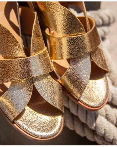 Sandales n°551 - Cuir craquelé - Gold
