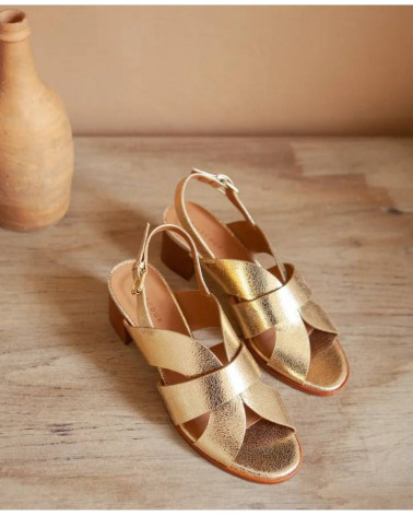 Sandales n°551 - Cuir craquelé - Gold