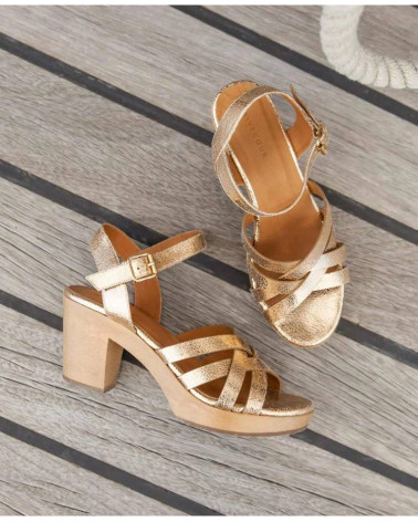 Sabots n°605 - Cuir craquelé - Gold