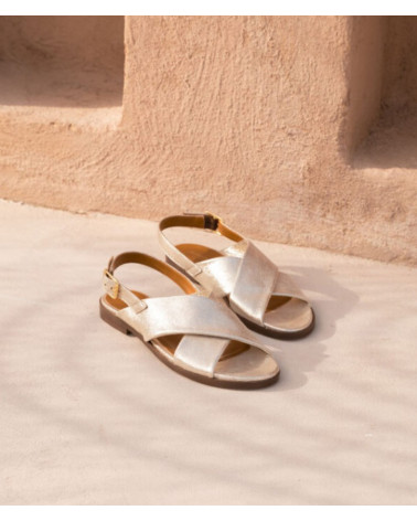 AXELLE CUIR PAILLETTÉ DORÉ CLAIR