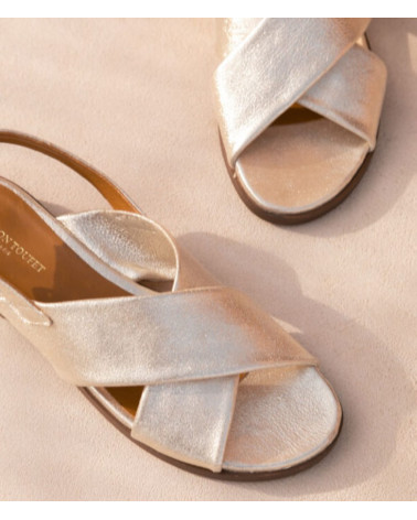 AXELLE CUIR PAILLETTÉ DORÉ CLAIR