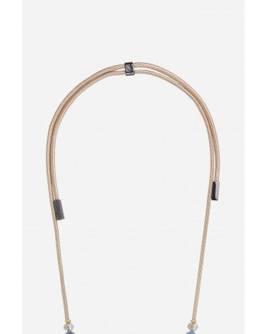 Lanière cordon Inaya beige métallisé perles beige